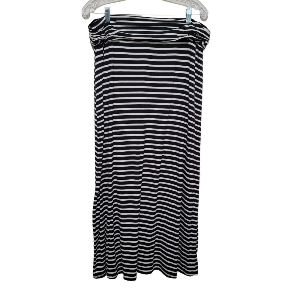 J. Crew Black and White Stripe Maxi Skirt L